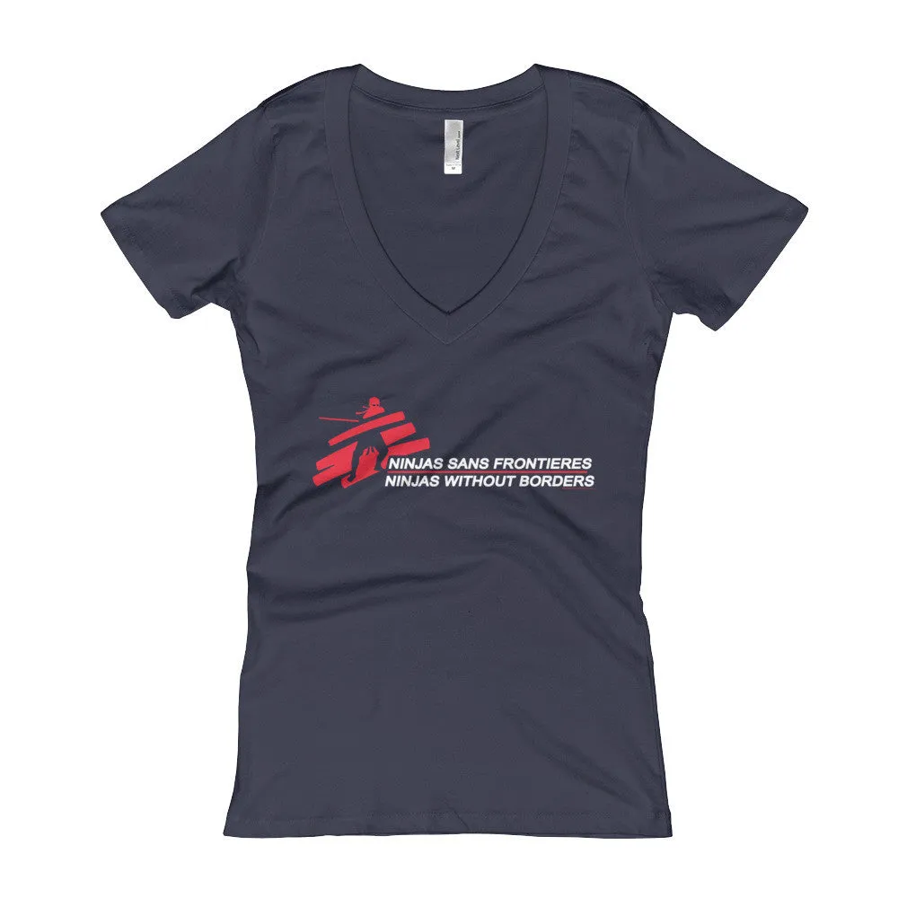 Ninjas without Borders Fitted V-Neck T-Shirt