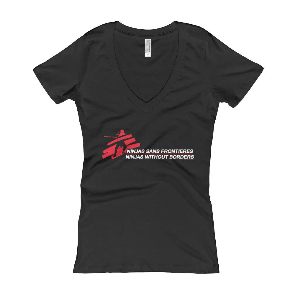 Ninjas without Borders Fitted V-Neck T-Shirt