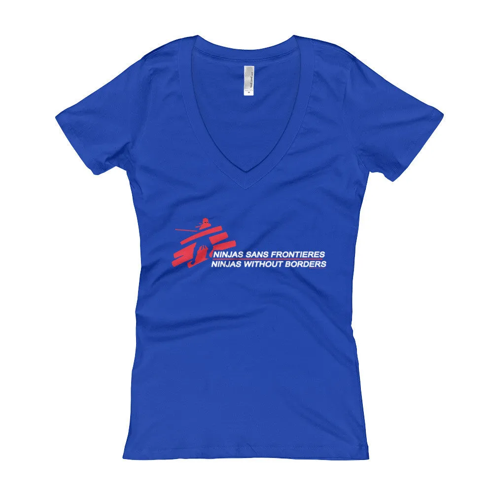 Ninjas without Borders Fitted V-Neck T-Shirt