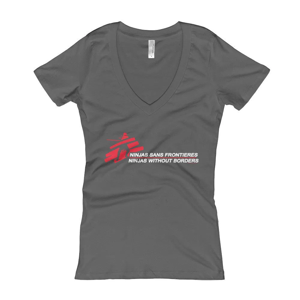 Ninjas without Borders Fitted V-Neck T-Shirt