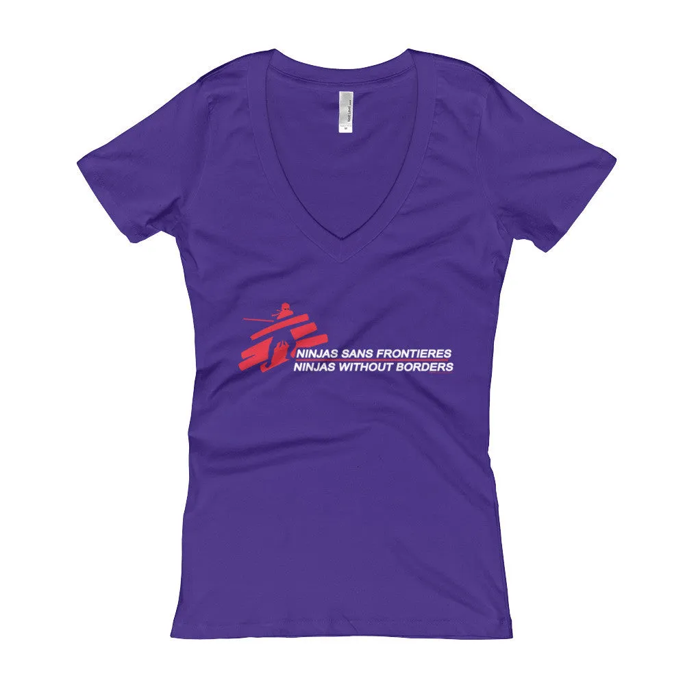 Ninjas without Borders Fitted V-Neck T-Shirt