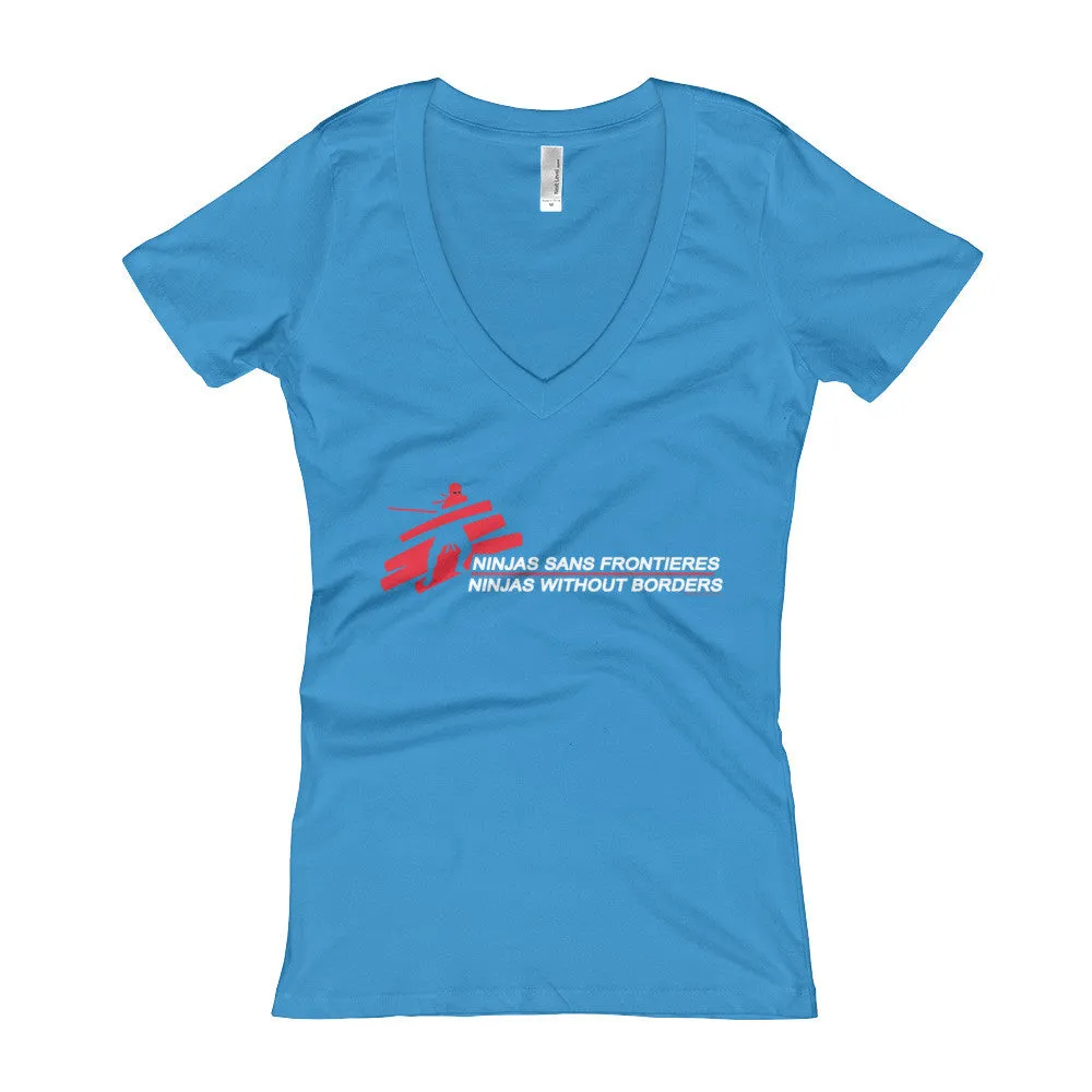 Ninjas without Borders Fitted V-Neck T-Shirt