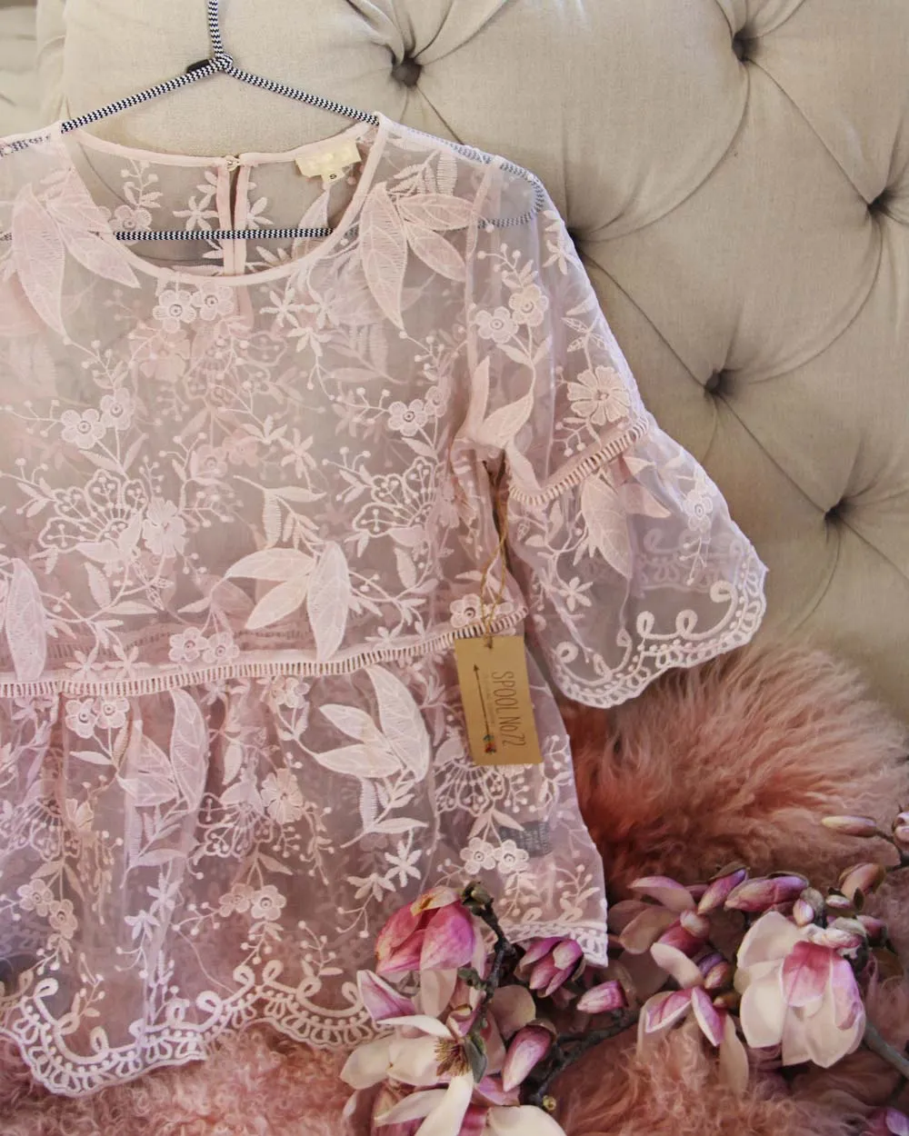 Pink Abalone Lace Top