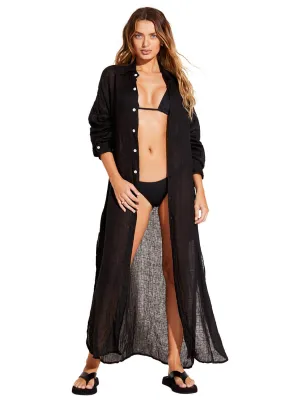 Playa Caftan In EcoLinen Black