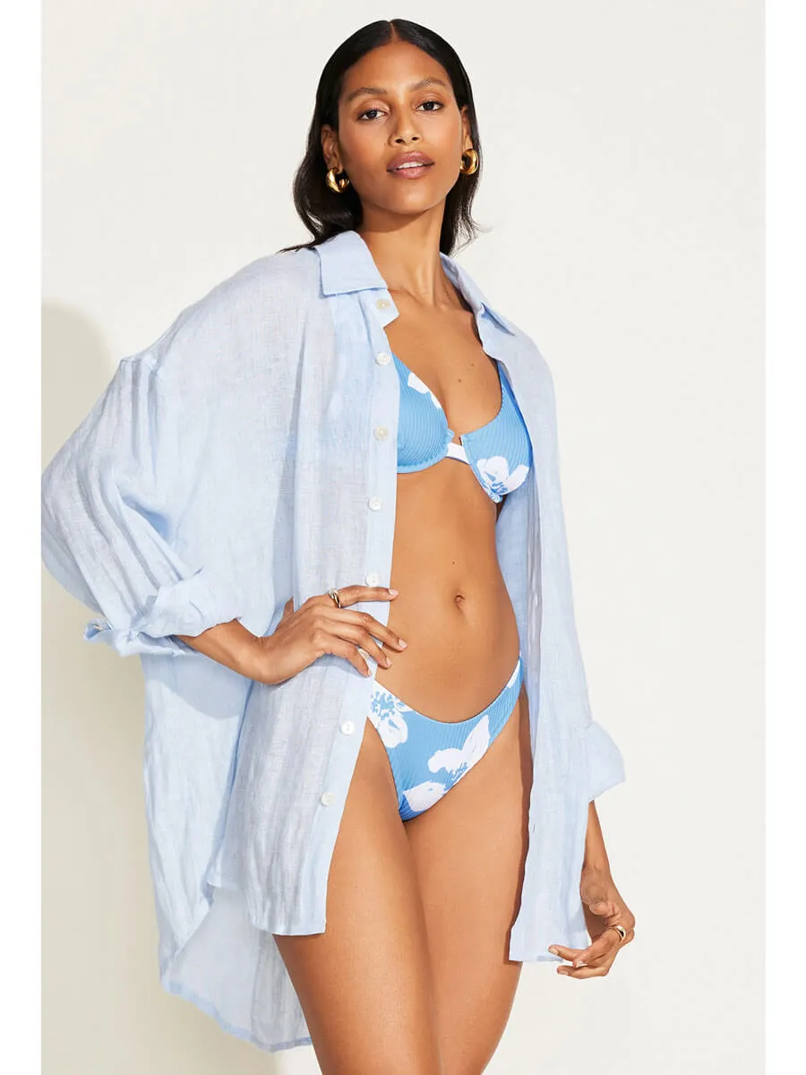 Playa Linen Boyfriend Shirt in Celeste EcoLinen