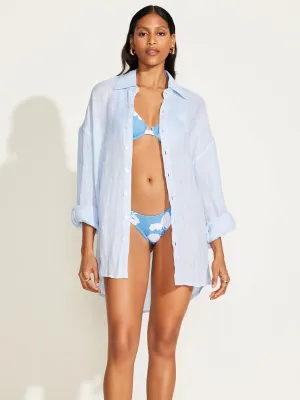 Playa Linen Boyfriend Shirt in Celeste EcoLinen