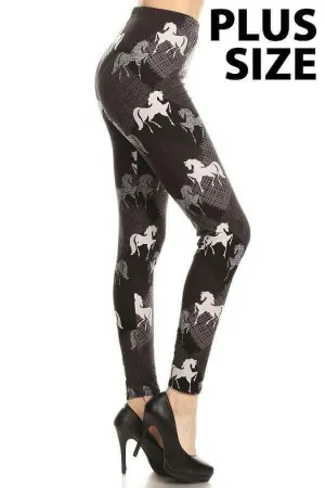 Plus Size Horse Print Leggings
