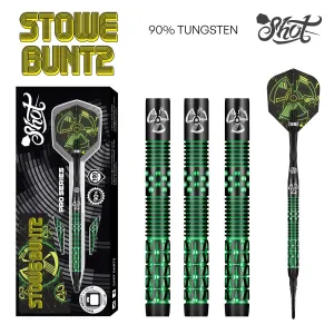 Pro Series–Stowe Buntz 2.0 Black Ti Soft Tip Dart Set-90% Tungsten Barrels