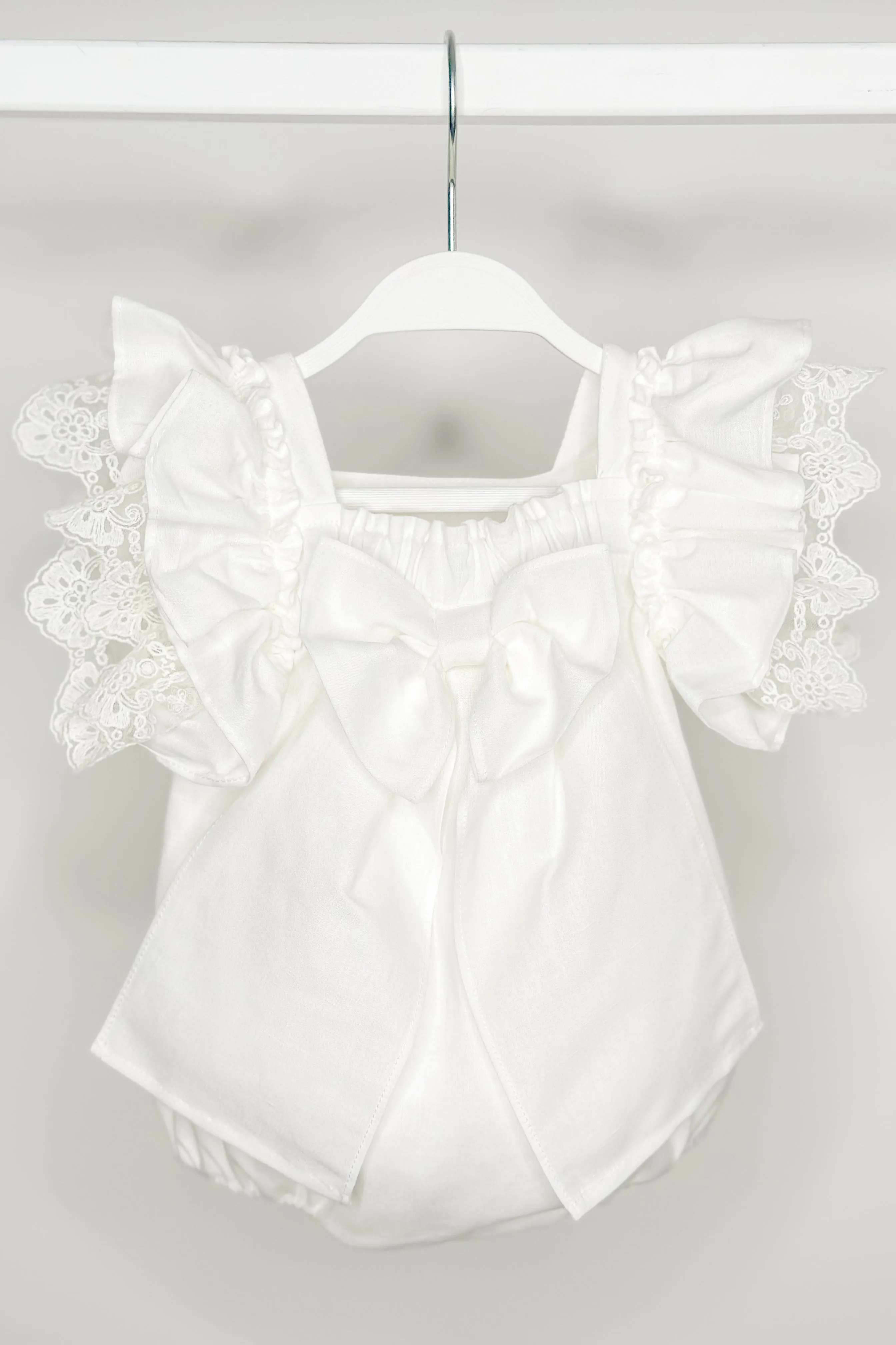 "Seraphina" Ivory Lace Sleeve Romper