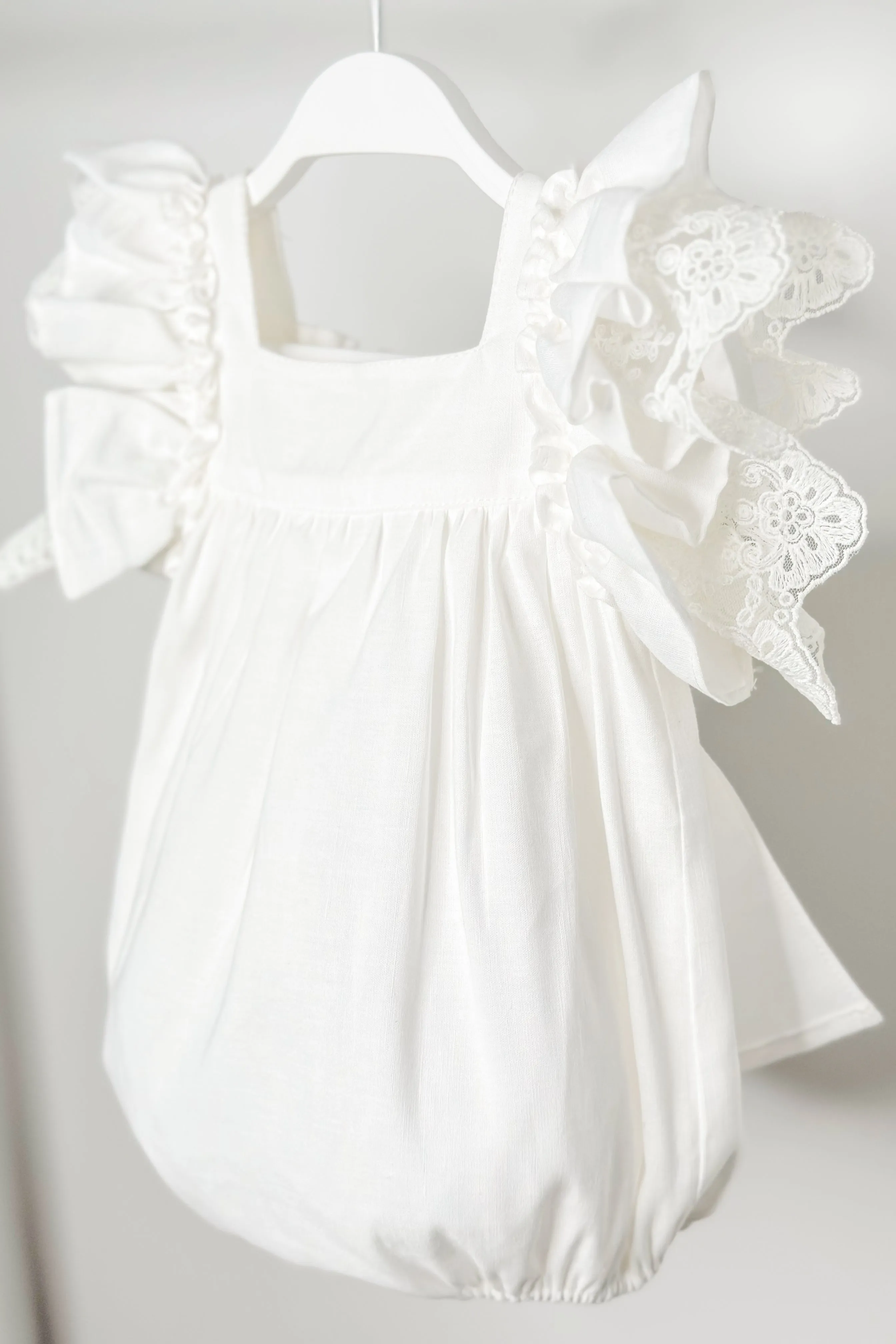 "Seraphina" Ivory Lace Sleeve Romper