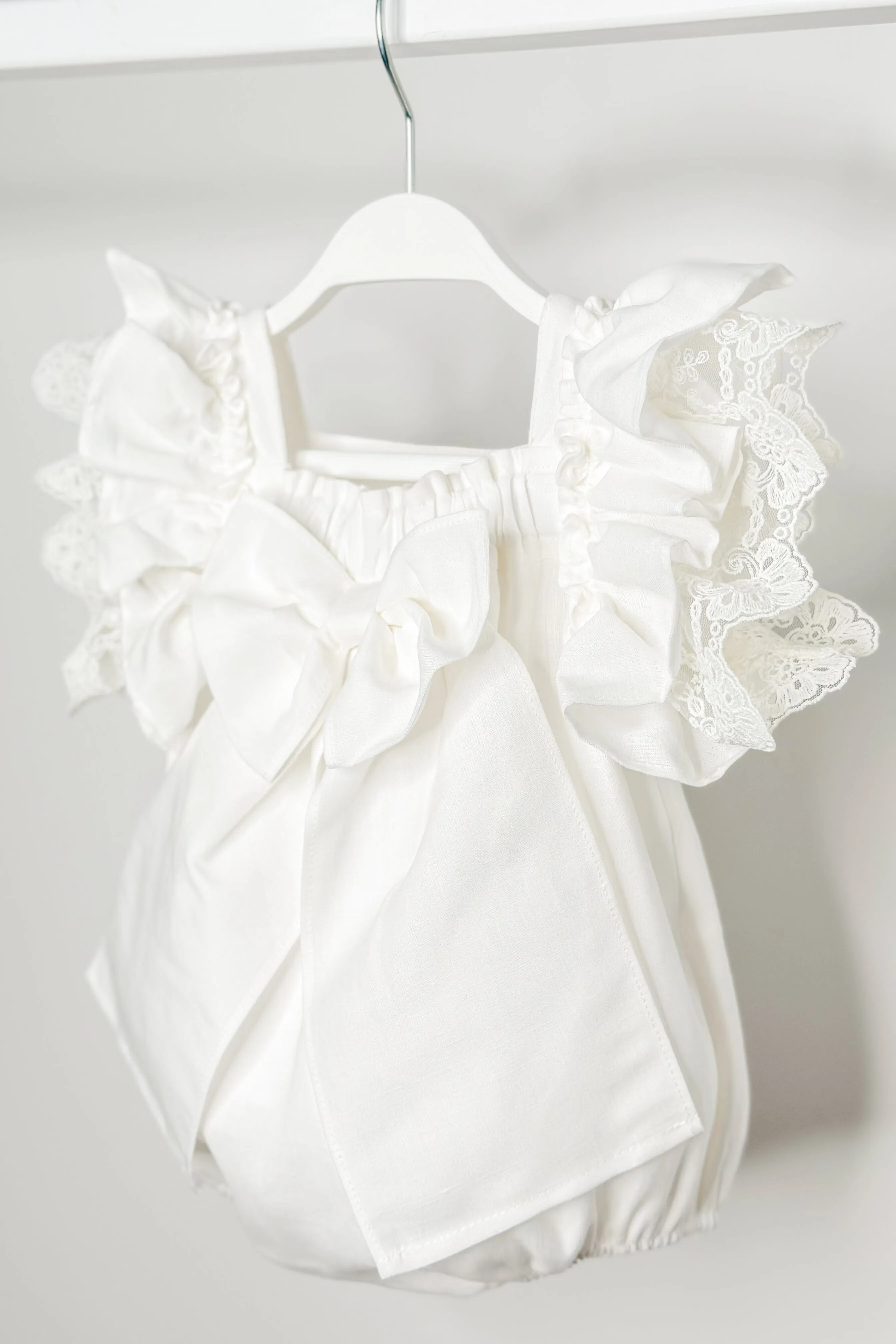 "Seraphina" Ivory Lace Sleeve Romper