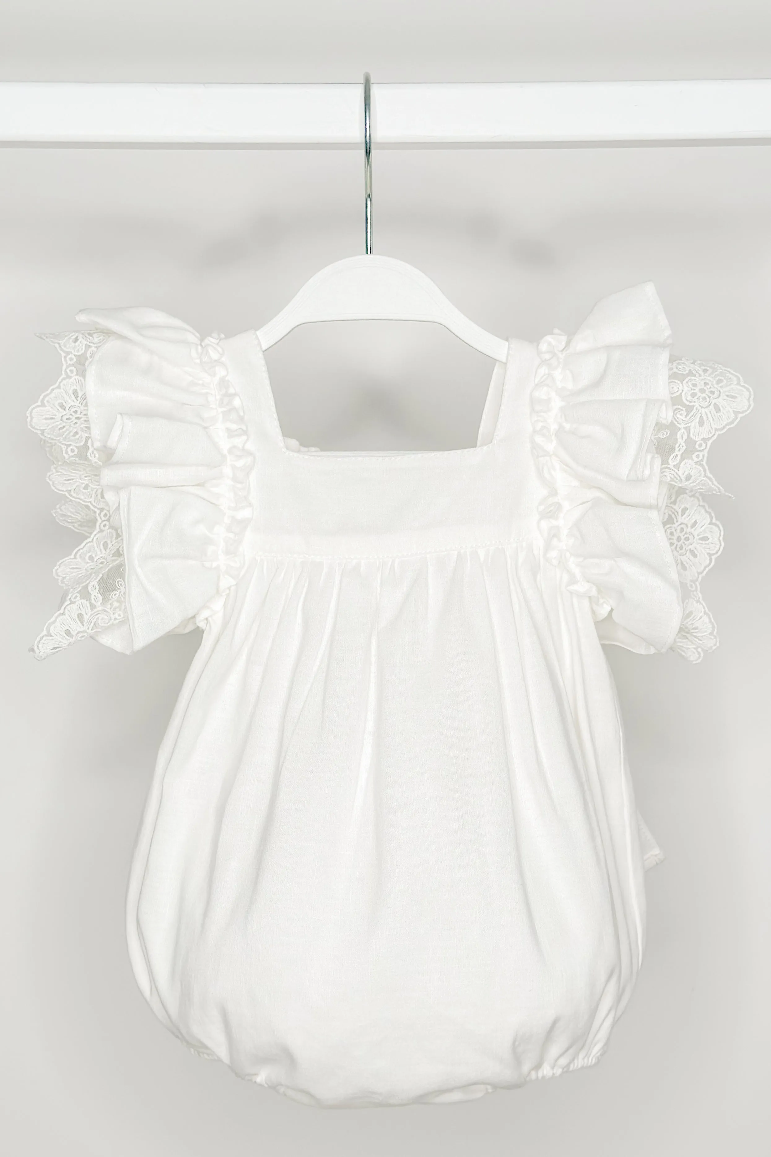 "Seraphina" Ivory Lace Sleeve Romper