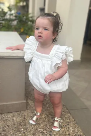 "Seraphina" Ivory Lace Sleeve Romper