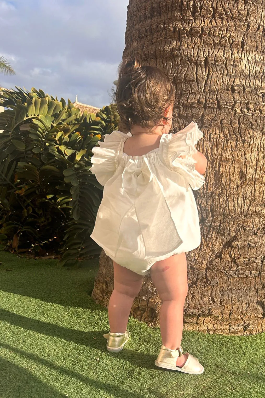 "Seraphina" Ivory Lace Sleeve Romper