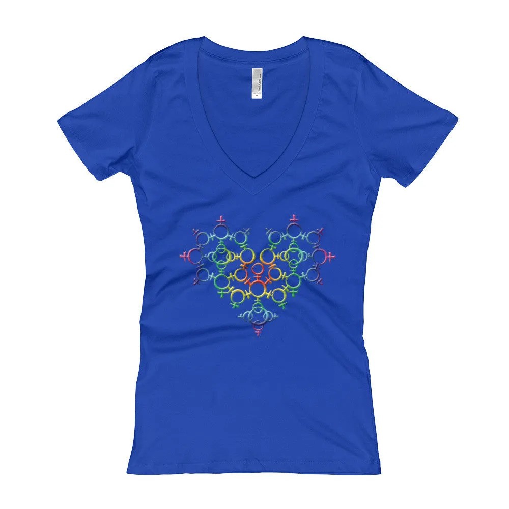 Rainbow Venus Heart Fitted V-Neck T-Shirt