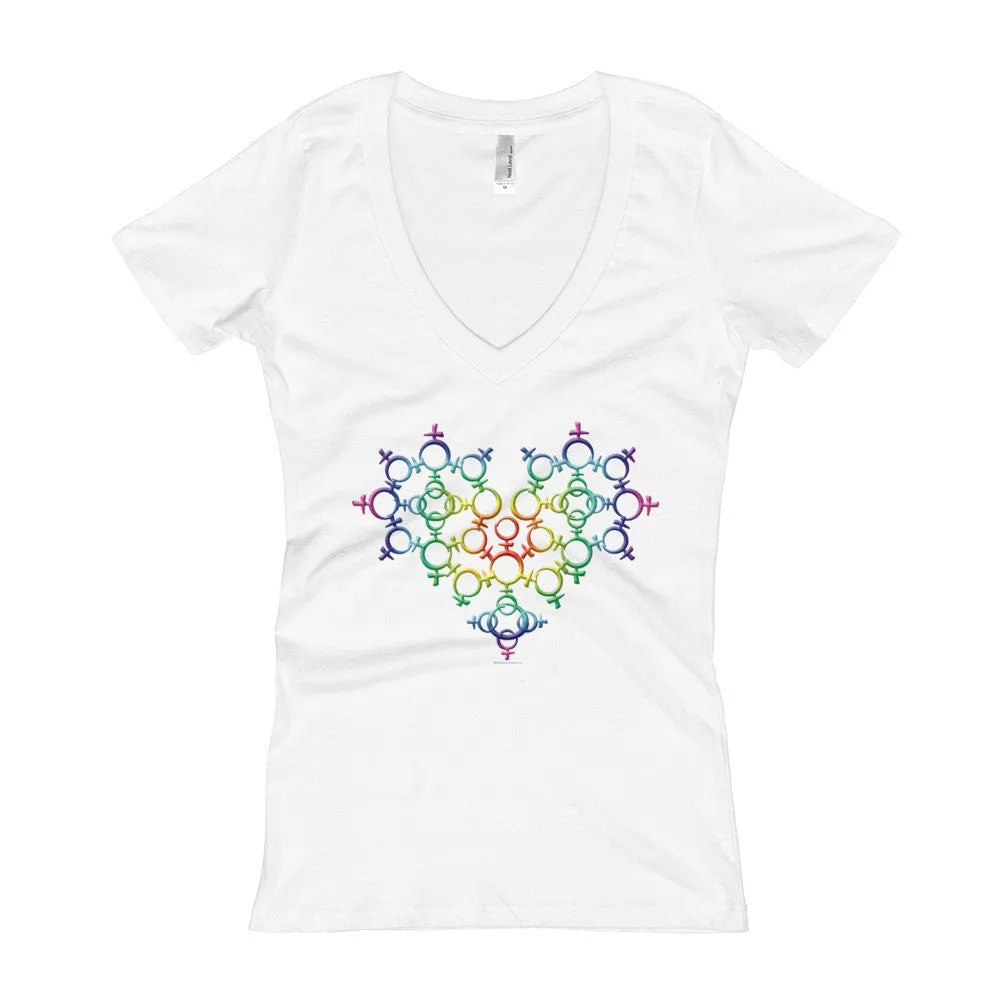 Rainbow Venus Heart Fitted V-Neck T-Shirt