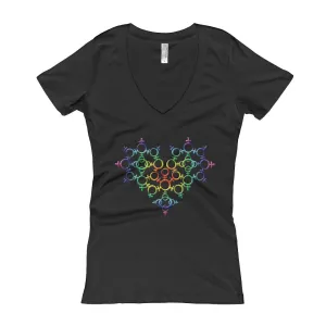 Rainbow Venus Heart Fitted V-Neck T-Shirt