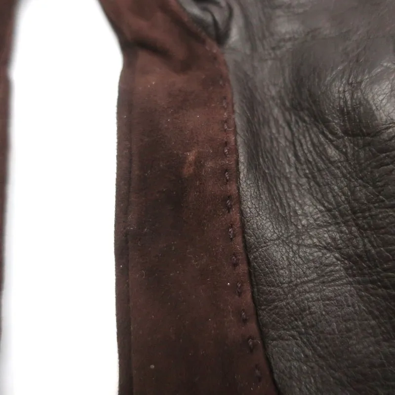 Ralph Lauren Collection Gloves Silk-Lined Dark Brown Suede & Leather Size Small