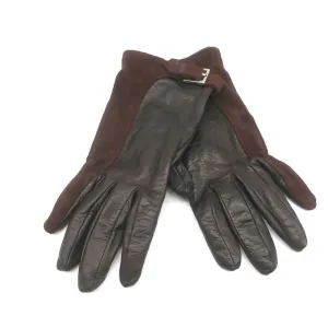 Ralph Lauren Collection Gloves Silk-Lined Dark Brown Suede & Leather Size Small
