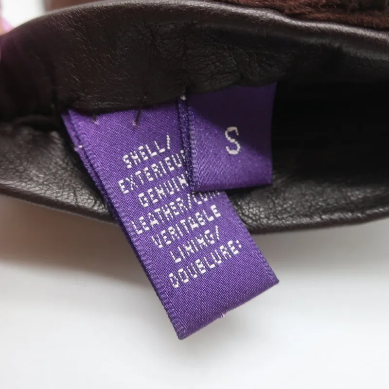 Ralph Lauren Collection Gloves Silk-Lined Dark Brown Suede & Leather Size Small