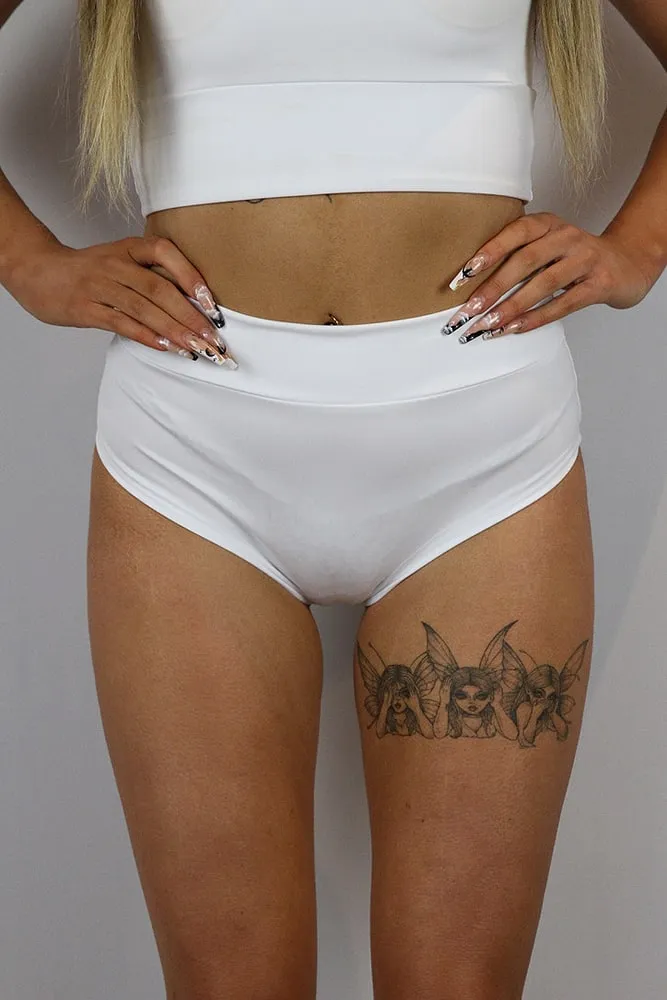 Rarr Mid Waisted Brazil Scrunchie Bum Shorts - Army