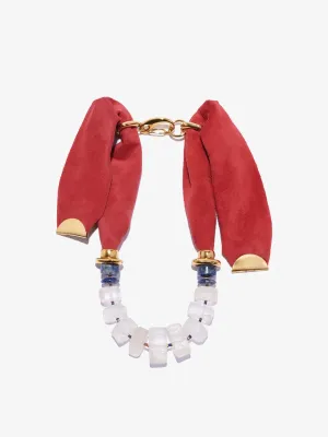 red collage necklace