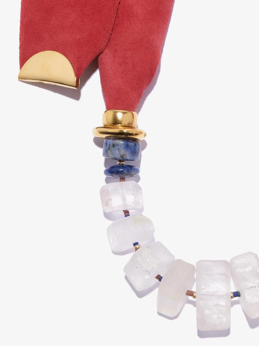 red collage necklace