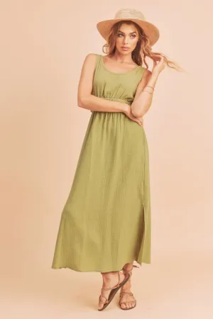 Side Slit Round Neck Sleeveless Tank Dress – Breezy, Comfortable & Versatile Dress for Warm Weather and Casual Style