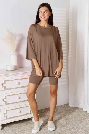 Soft Rayon Three-Quarter Sleeve Top and Shorts Set 5 Colors