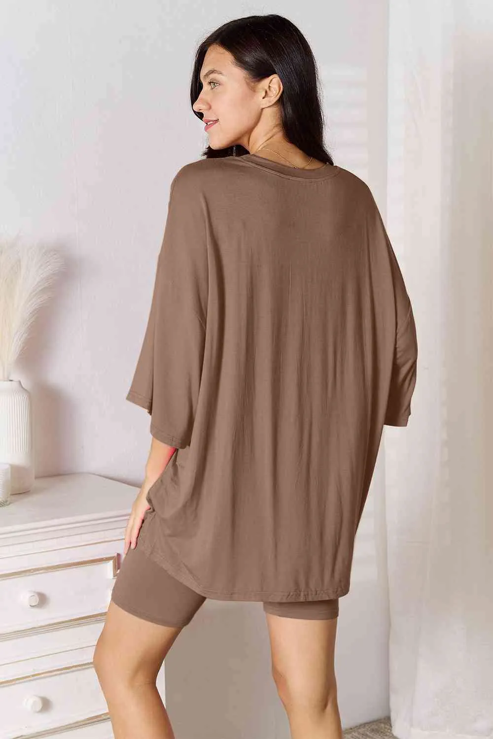 Soft Rayon Three-Quarter Sleeve Top and Shorts Set 5 Colors