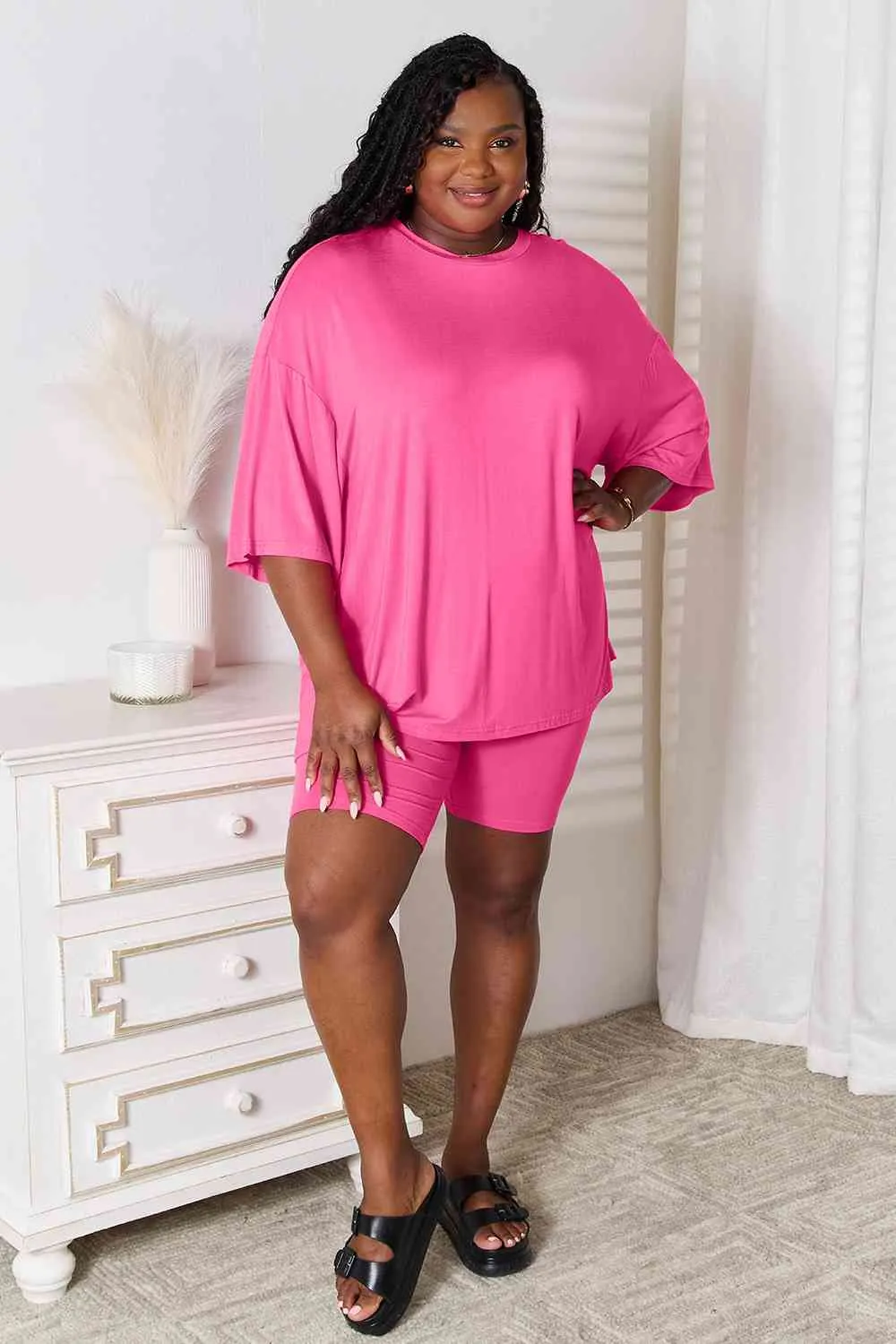 Soft Rayon Three-Quarter Sleeve Top and Shorts Set 5 Colors