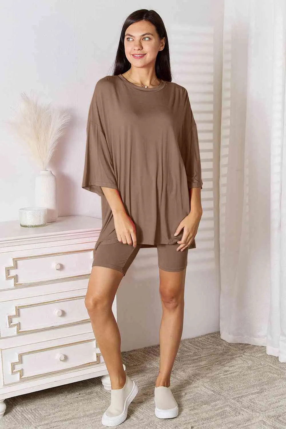 Soft Rayon Three-Quarter Sleeve Top and Shorts Set 5 Colors