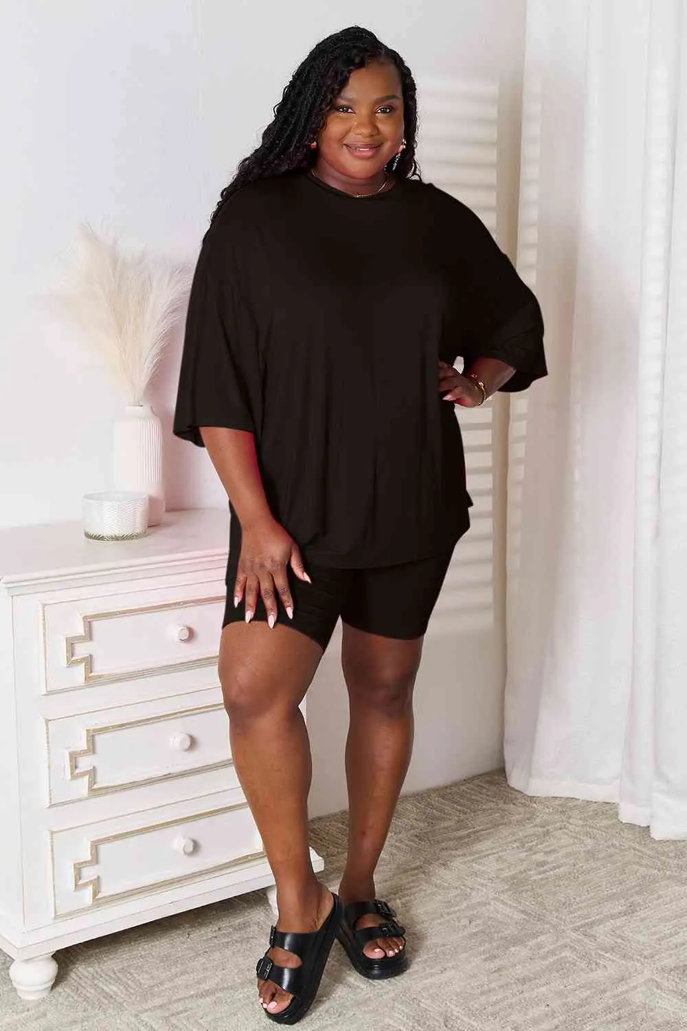 Soft Rayon Three-Quarter Sleeve Top and Shorts Set 5 Colors