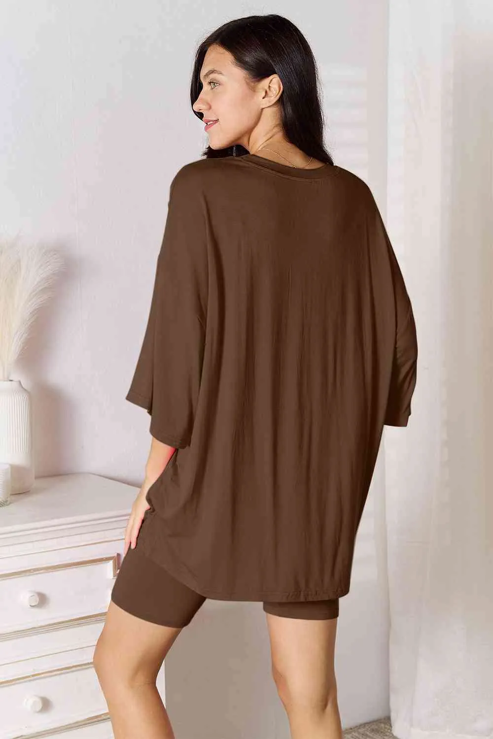 Soft Rayon Three-Quarter Sleeve Top and Shorts Set 5 Colors