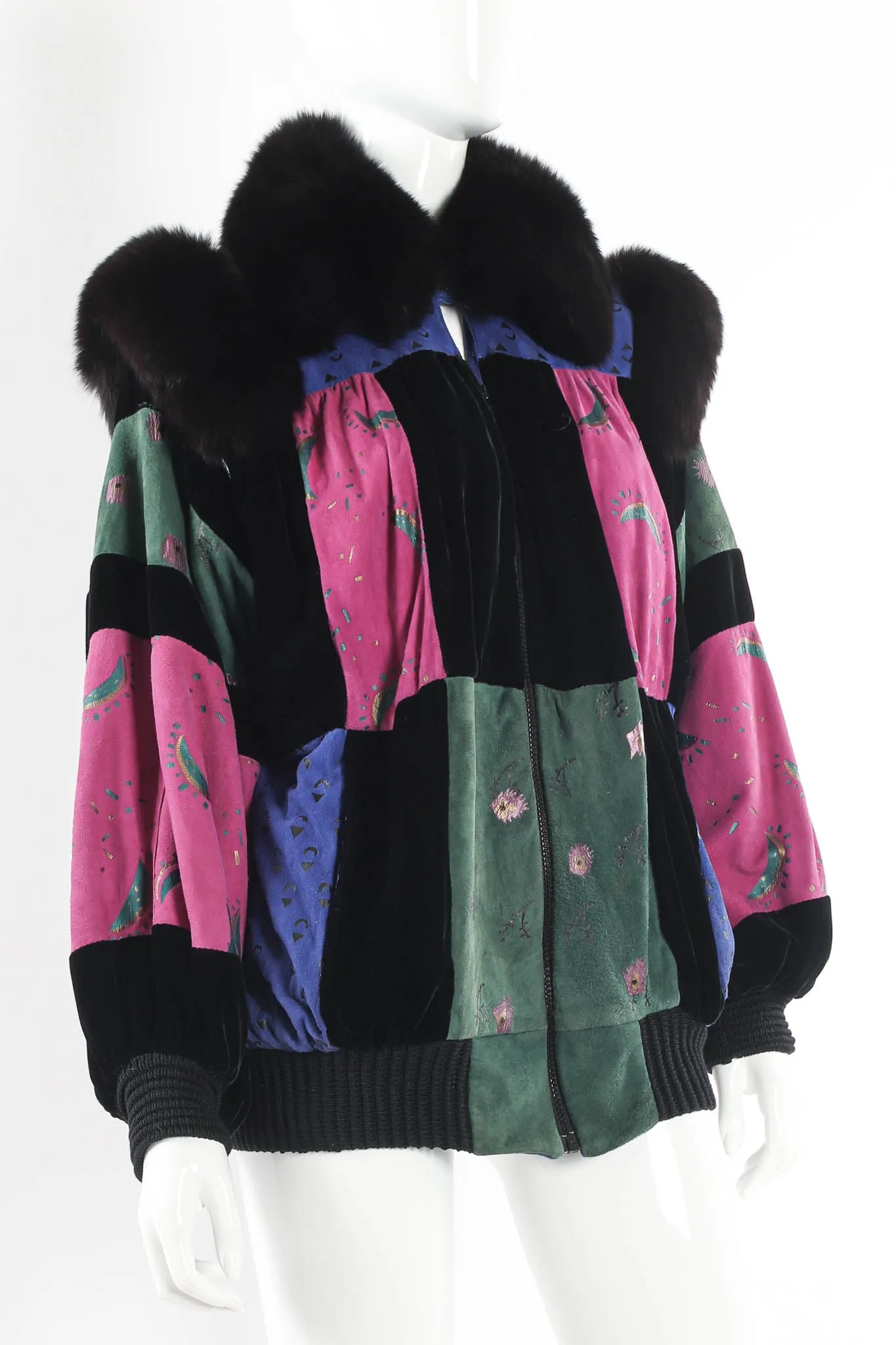 Suede & Velvet Patchwork Bomber