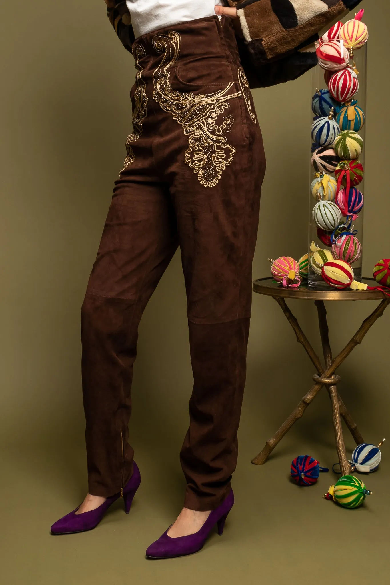 Suede Corset Waist Pant
