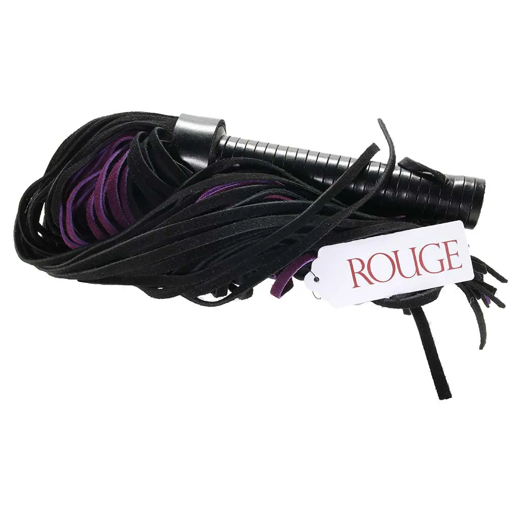 Suede Flogger with Leather Handle in Black & Purple