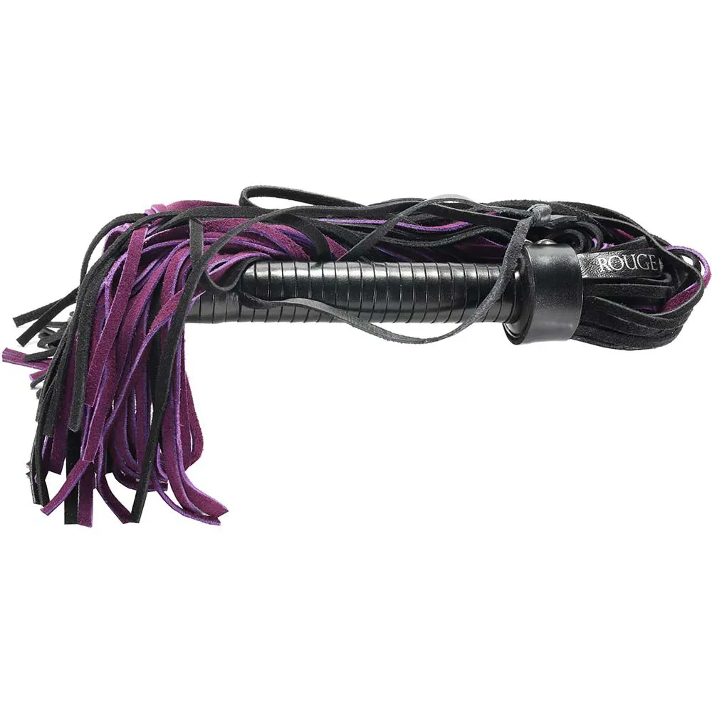 Suede Flogger with Leather Handle in Black & Purple