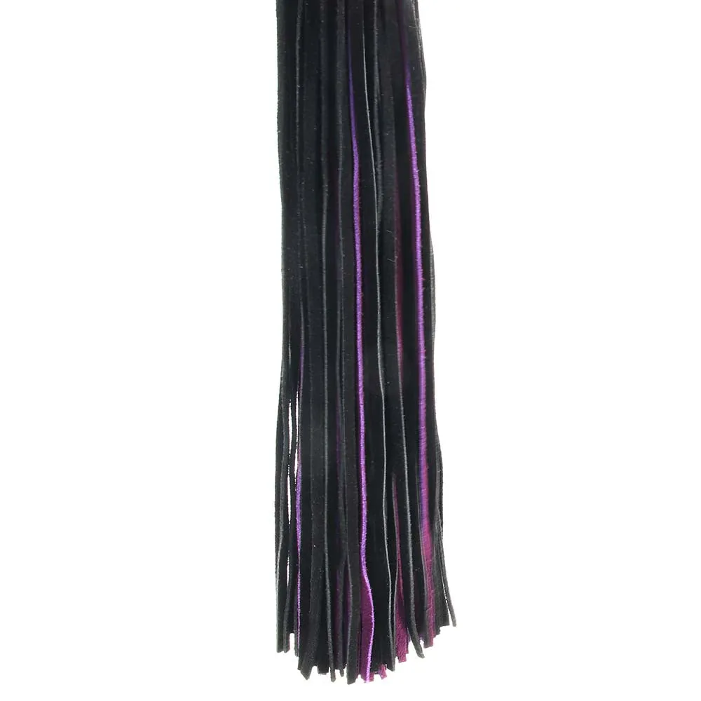Suede Flogger with Leather Handle in Black & Purple