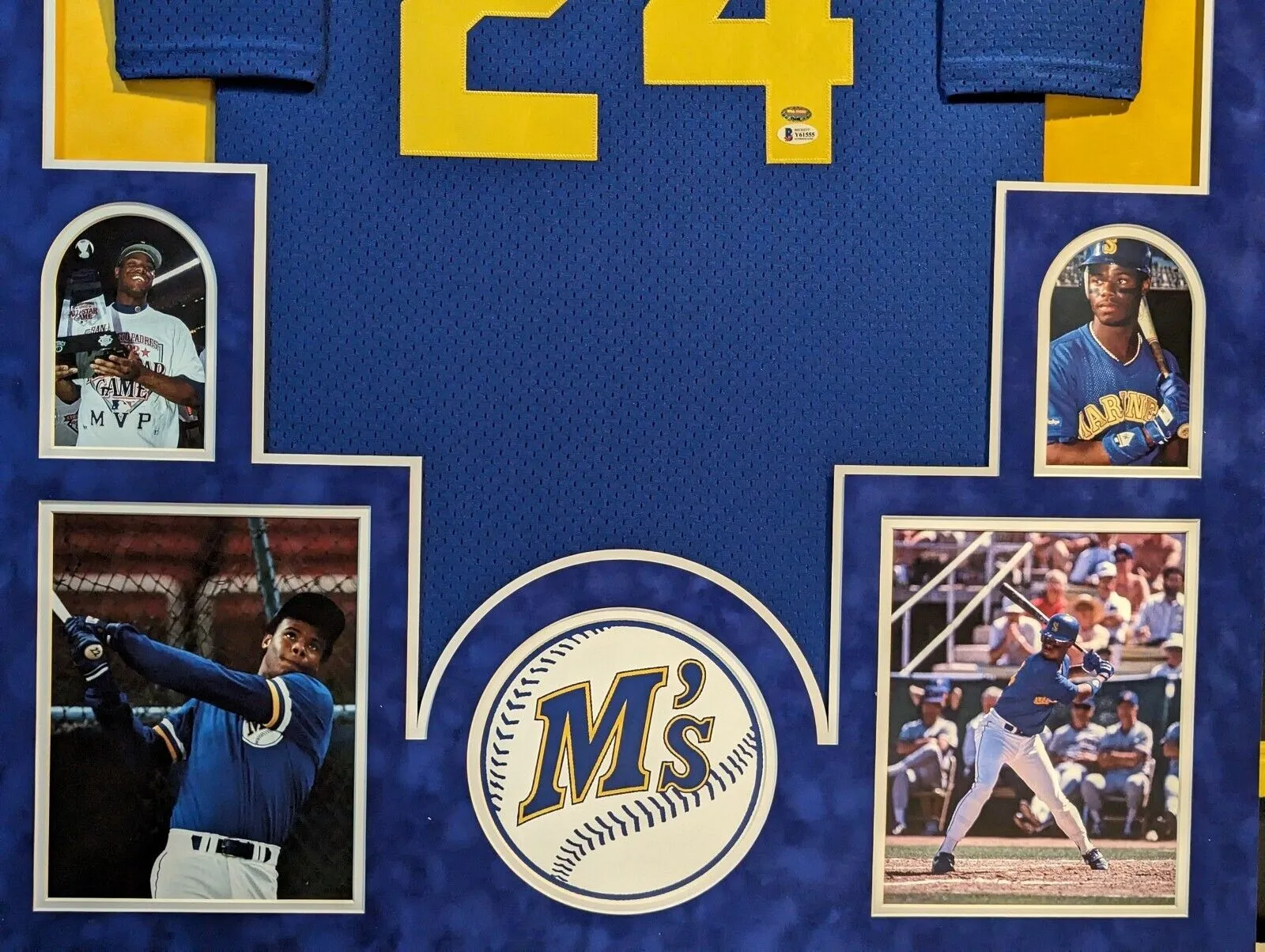 SUEDE FRAMED SEATTLE MARINERS KEN GRIFFEY JR AUTOGRAPHED JERSEY BECKETT COA