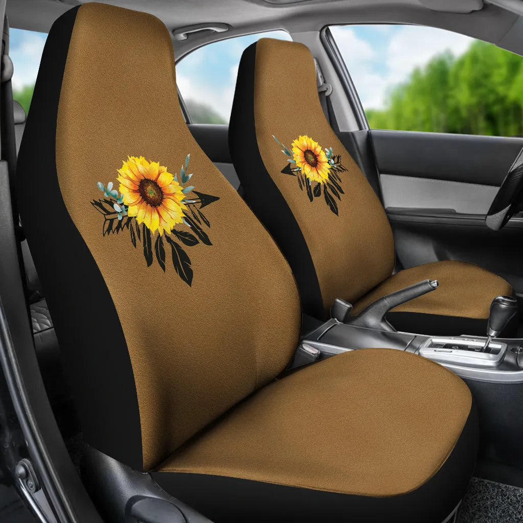 Sunflower Dream Catcher On Medium Brown Suede Colored Background Car Seat Covers