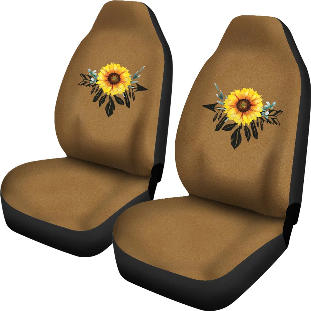 Sunflower Dream Catcher On Medium Brown Suede Colored Background Car Seat Covers