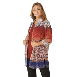 Susan Graver Women's Petite Printed Sheer Chiffon Shirt And Tank Top Set