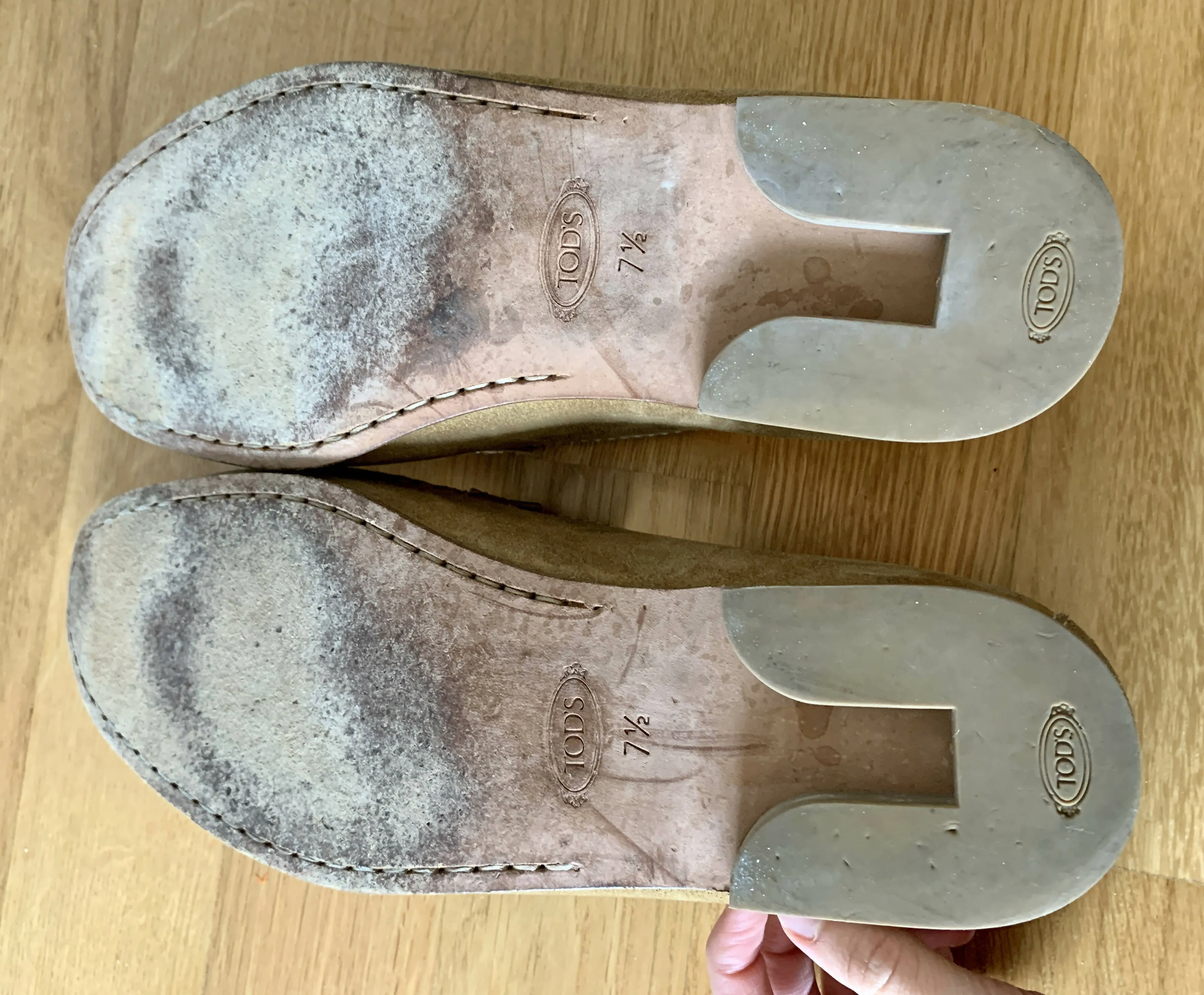 Tod’s Beige Suede Slippers