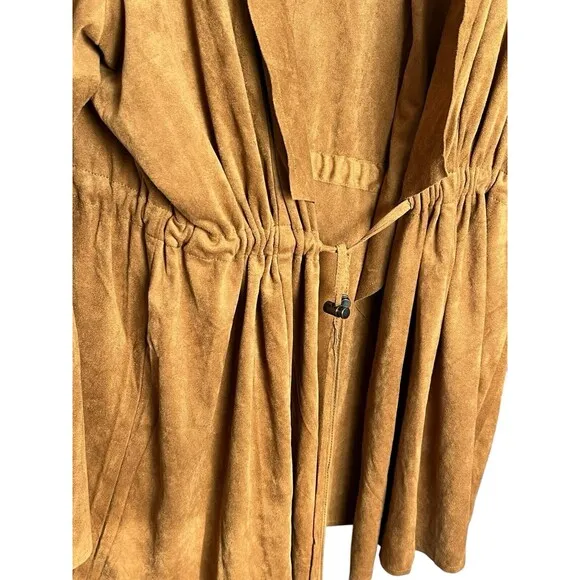 Torrid Cognac Suede Drape Open Front Anorak Jacket Size 4 Western Boho Fall