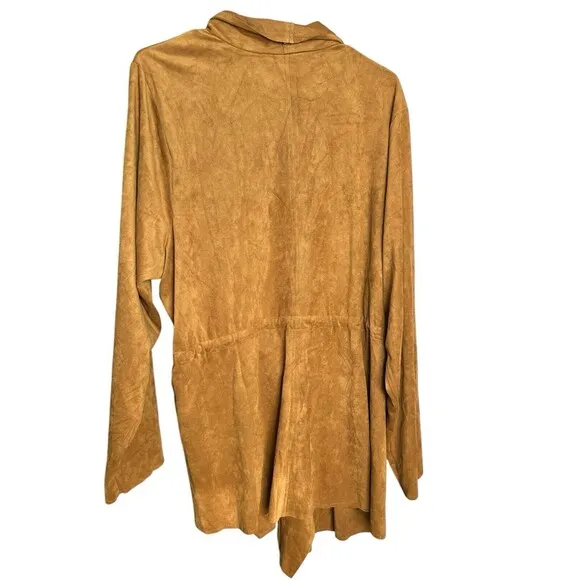 Torrid Cognac Suede Drape Open Front Anorak Jacket Size 4 Western Boho Fall