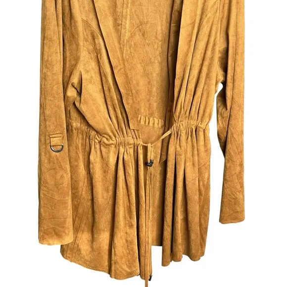 Torrid Cognac Suede Drape Open Front Anorak Jacket Size 4 Western Boho Fall