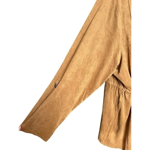 Torrid Cognac Suede Drape Open Front Anorak Jacket Size 4 Western Boho Fall