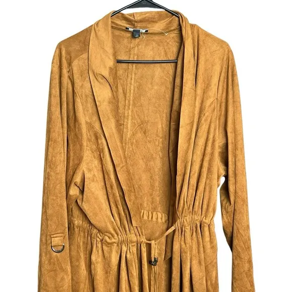 Torrid Cognac Suede Drape Open Front Anorak Jacket Size 4 Western Boho Fall