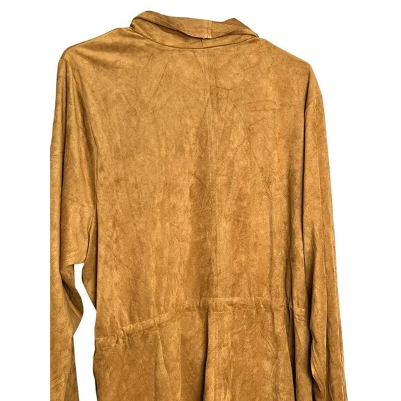 Torrid Cognac Suede Drape Open Front Anorak Jacket Size 4 Western Boho Fall